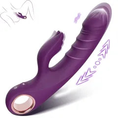 8.47'' Purple Waterproof Rechargeable Silicone Thrusting Rabbit Vibrator – 10 Modes and Dual-Stimulation