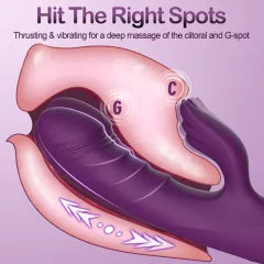 8.47'' Purple Waterproof Rechargeable Silicone Thrusting Rabbit Vibrator – 10 Modes and Dual-Stimulation