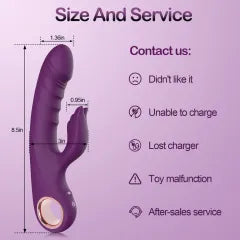 8.47'' Purple Waterproof Rechargeable Silicone Thrusting Rabbit Vibrator – 10 Modes and Dual-Stimulation