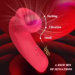 10-Mode Red Rechargeable Silicone Vibrator with Sucting Function