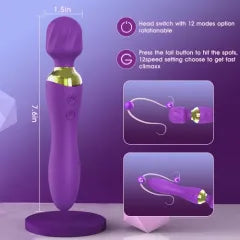 7.88'' 12-Mode Purple Rechargeable Waterproof Silicone Vibrator