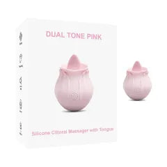 7-Function Pink Color Silicone Clitoral Rose Massager with Tongue